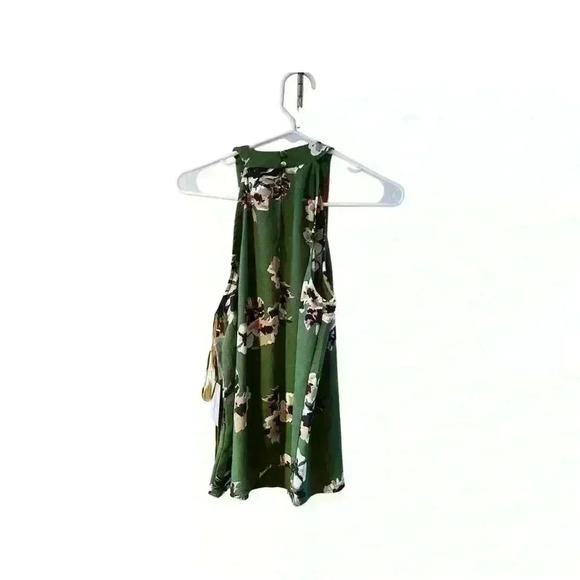 NWT 1.State Halter Tank Green Floral Size M Hyper Tropic Palm Leaf. - Picture 3 of 12
